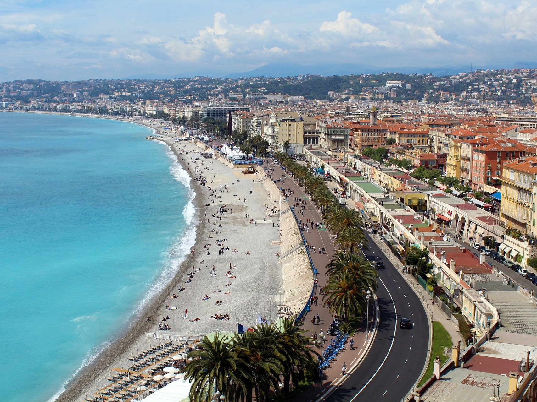 Aerial view of Nice where sea meets city life.